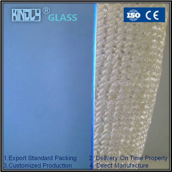 Acid etched  blue glass